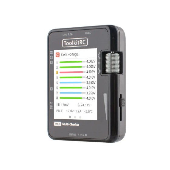 ToolkitRC MC8 Digital Battery Capacity LCD Display Tester Tool with Balancer Lipos ESC Made of Plastic
